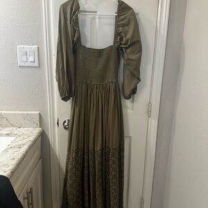 Elegant Olive Green Maxi Dress
